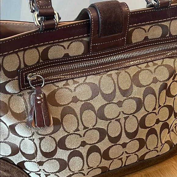Coach Brown and Cream Signature Tote